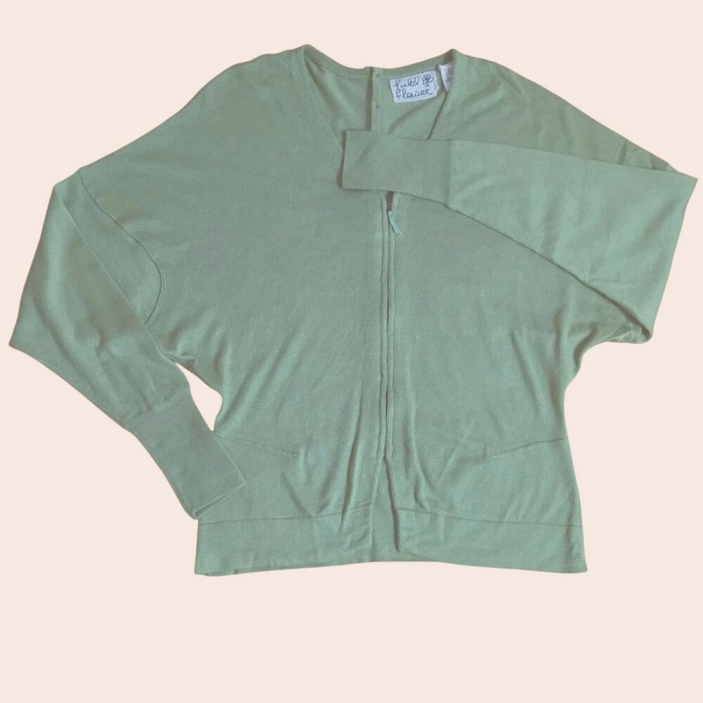 Anthropologie Field Flower Olive Green Dolman Sweater Minimalist Lagenlook Sz S